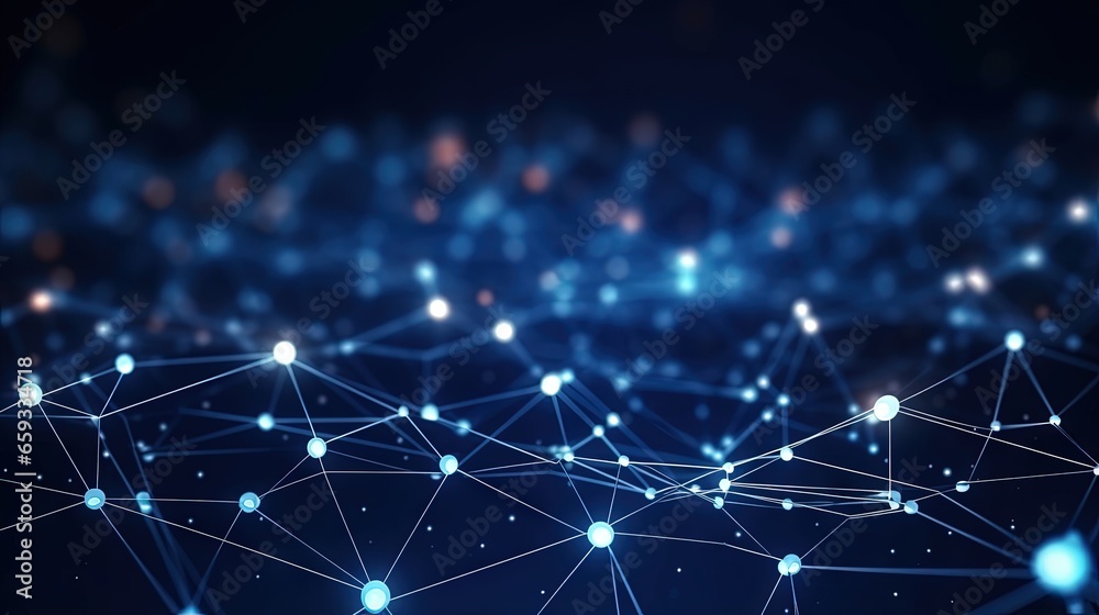 Leinwandbilder Polygonal background with dots and lines. Network connection structure. Science and technology. 3d rendering