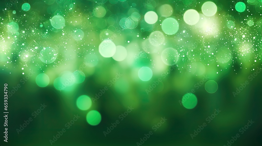 Aufkleber green sparkling lights festive background with texture. abstract christmas twinkled bright bokeh def