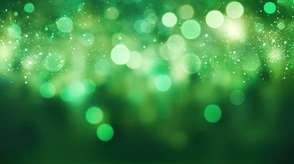 Poster green Sparkling Lights Festive background with texture. Abstract Christmas twinkled bright bokeh defocused © HN Works