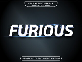 furious text effect, editable, 3d text. for business promotion. vector template