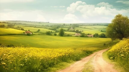 Fototapeta na wymiar landscape with grass and blue sky