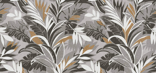 feathers on black background Seamless pattern with a composition of retro flowers and tiger stripes Digital wall tiles and wallpaper textures