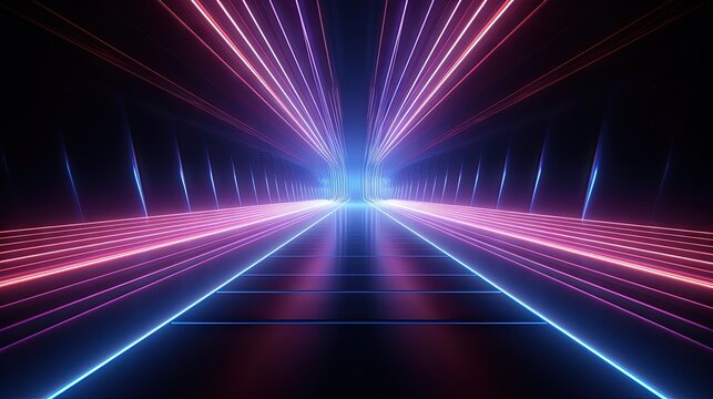 3d rendering Abstract digital background Light and stripes moving