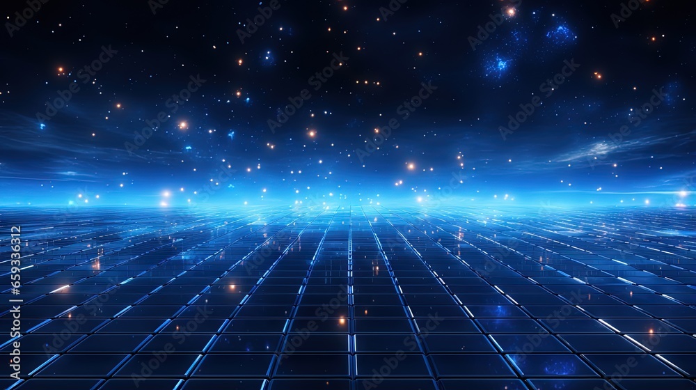 Aufkleber Abstract cyber space environment background. Digital particles grid virtual reality. Graphic concept for your design