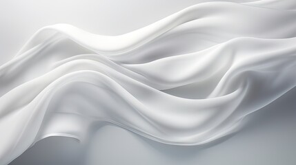 Fototapeta premium White flying fabric product display, dynamic cloth object placement 3d rendering mockup, abstract fabric background