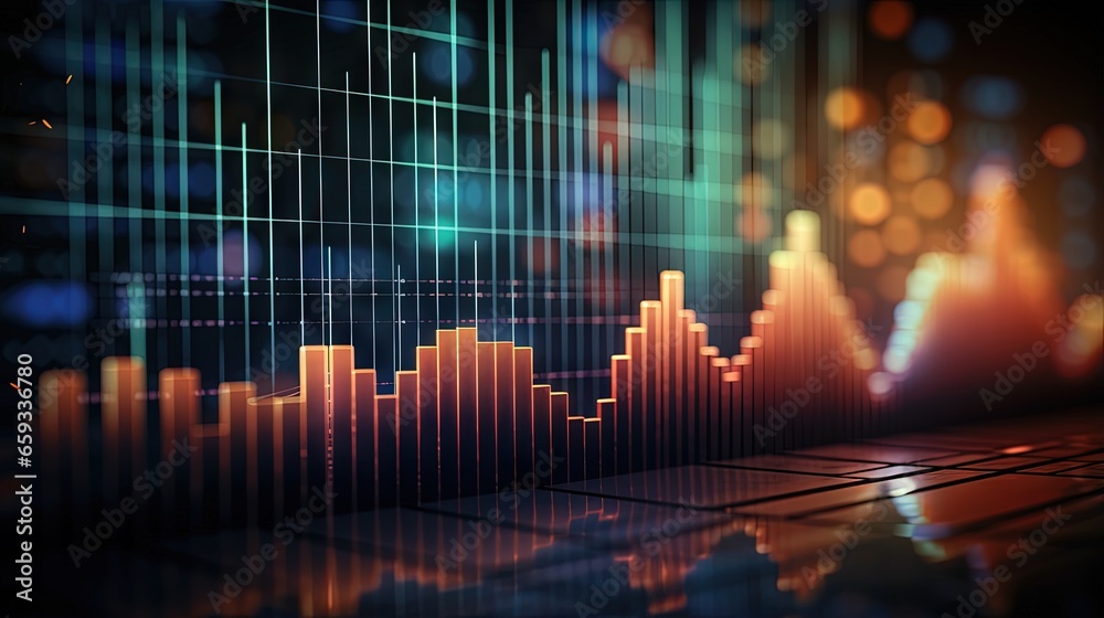 Poster financial and technical data analysis graph. selective focus.