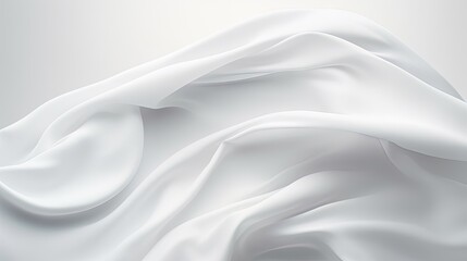 White flying fabric product display, dynamic cloth object placement 3d rendering mockup, abstract fabric background