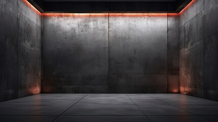 Advanced background High end scenario concrete wall 3D rendering booth Exhibition hall Dark...
