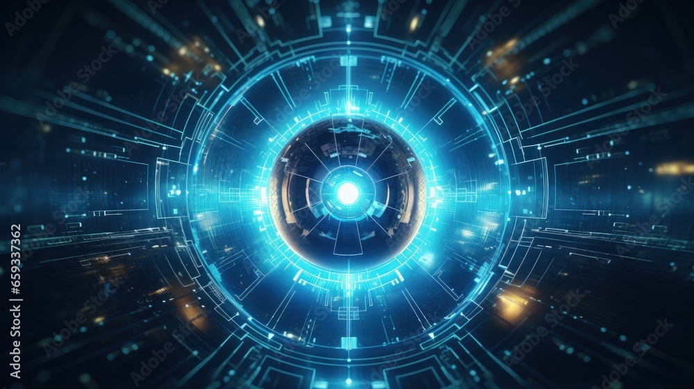 Poster Abstract crypto cyber security technology on global network background. Digital theme. 3D illustration