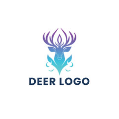 Deer Gradient Colorful Logo. Deer Head Logo Design