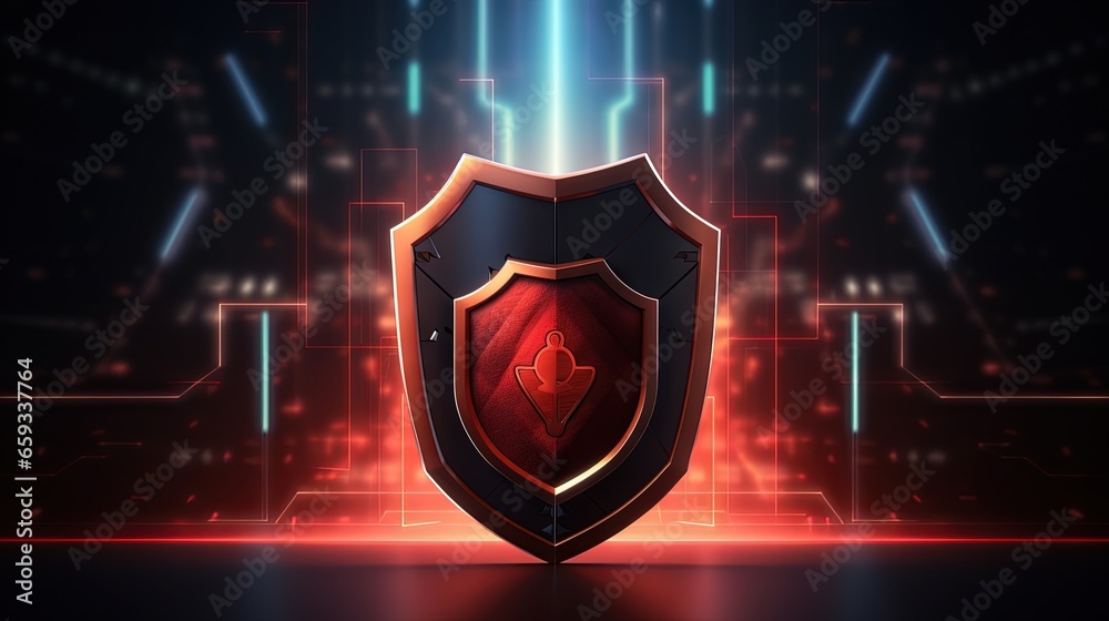 Leinwandbilder computer security and data protection concept with shield icon and padlock
