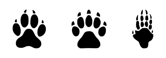Fototapeta premium set of silhouettes of animal footprints on isolated background