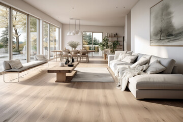 Obraz na płótnie Canvas Design of a large living room in a minimalist style