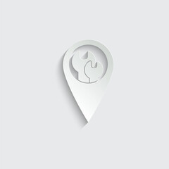 map pointer with repair sign icon 