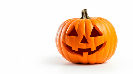Halloween pumpkin isolated on white background with copy space