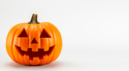 Halloween pumpkin isolated on white background with copy space
