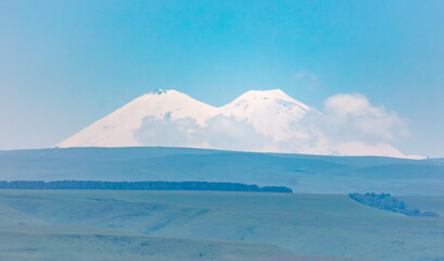 Naklejka na ściany i meble Snowy peaks of Mount Elbrus