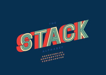 Naklejka premium Vector of stylized modern font and alphabet