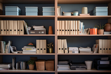 A Neat and Tidy Cabinet with Folders, Notebooks, and Stationery