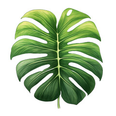 Monstera leaf isolated on white or transparent background. Generative AI
