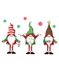 3 Winter Christmas Gnomes With Christmas Decors