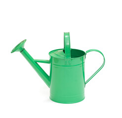 Green watering can isolated on a white background