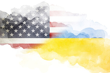 Ukraine and United States of America flags together.