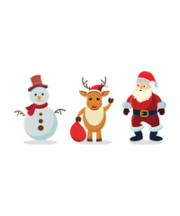 Christmas Icons Of Snow Man Deer And Santa Clause