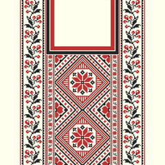 floral embroidery neckline background. ikat and cross stitch geometric seamless pattern ethnic oriental traditional. Aztec style illustration design for carpet, wallpaper, clothing, wrapping, batik.	