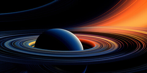 Astronomical abstract illustration of planet with rings