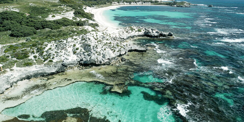 Aerial view of The Basin in Rottnest Island, Australia