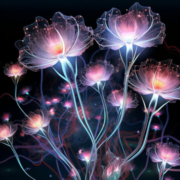 abstract background, neuron flowers , 