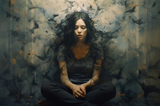 woman feel stress and depression ,  mental health