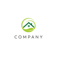 Real estate leaf organic eco nature gardening green landscaping home house building business, logo, design, brand identity, flat logo, company, editable, vector
