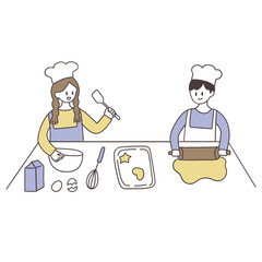 Cooking club cartoon illustration