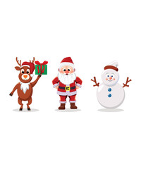 Christmas Icons Of Deer Santa Clause And Snowman