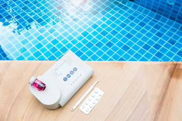 Quality water analysis tool, measure chlorine and pH, pH testing with water photometer 