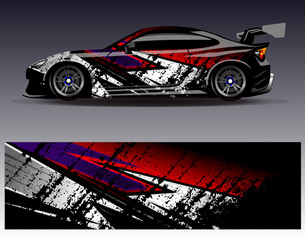 Car wrap design vector.Graphic abstract stripe racing background designs for vehicle, rally, race, adventure and car racing livery