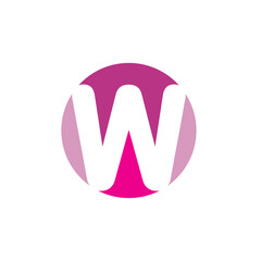 Letter w round typography pink globe international beauty business, logo, design, brand identity, flat logo, company, editable, vector