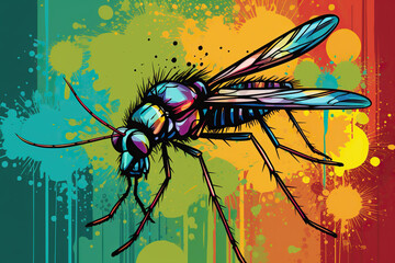 Pop art illustration of mosquito, concept of Insect