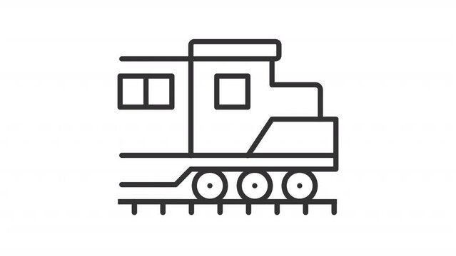 Set of black icon animations representing railway industry, HD video with transparent background, seamless loop 4K video.