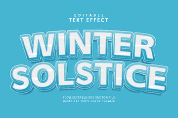 Winter solstice editable text effect 3 dimension emboss cartoon style