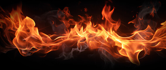 Fire flames on black background
