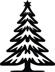 Christmas tree black and white symbols