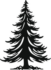 Christmas tree black and white symbols