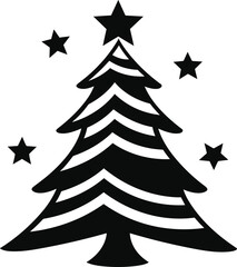 Christmas tree black and white symbols