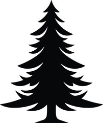 Christmas tree black and white symbols