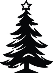 Christmas tree black and white symbols