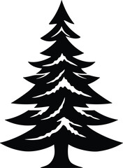 Christmas tree black and white symbols