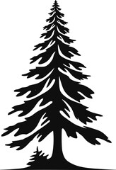 Fototapeta premium Christmas tree black and white symbols